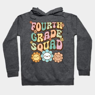 Groovy Fourth Grade Squad Back To School Cute  Flower Retro Vintage Hoodie